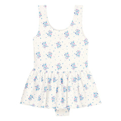 Louise Misha - Kalinda Floral Pattern Waffle Skirted Swimsuit | Recycled Fiber | Cream