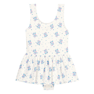 Louise Misha - Kalinda Floral Pattern Waffle Skirted Swimsuit | Recycled Fiber | Cream
