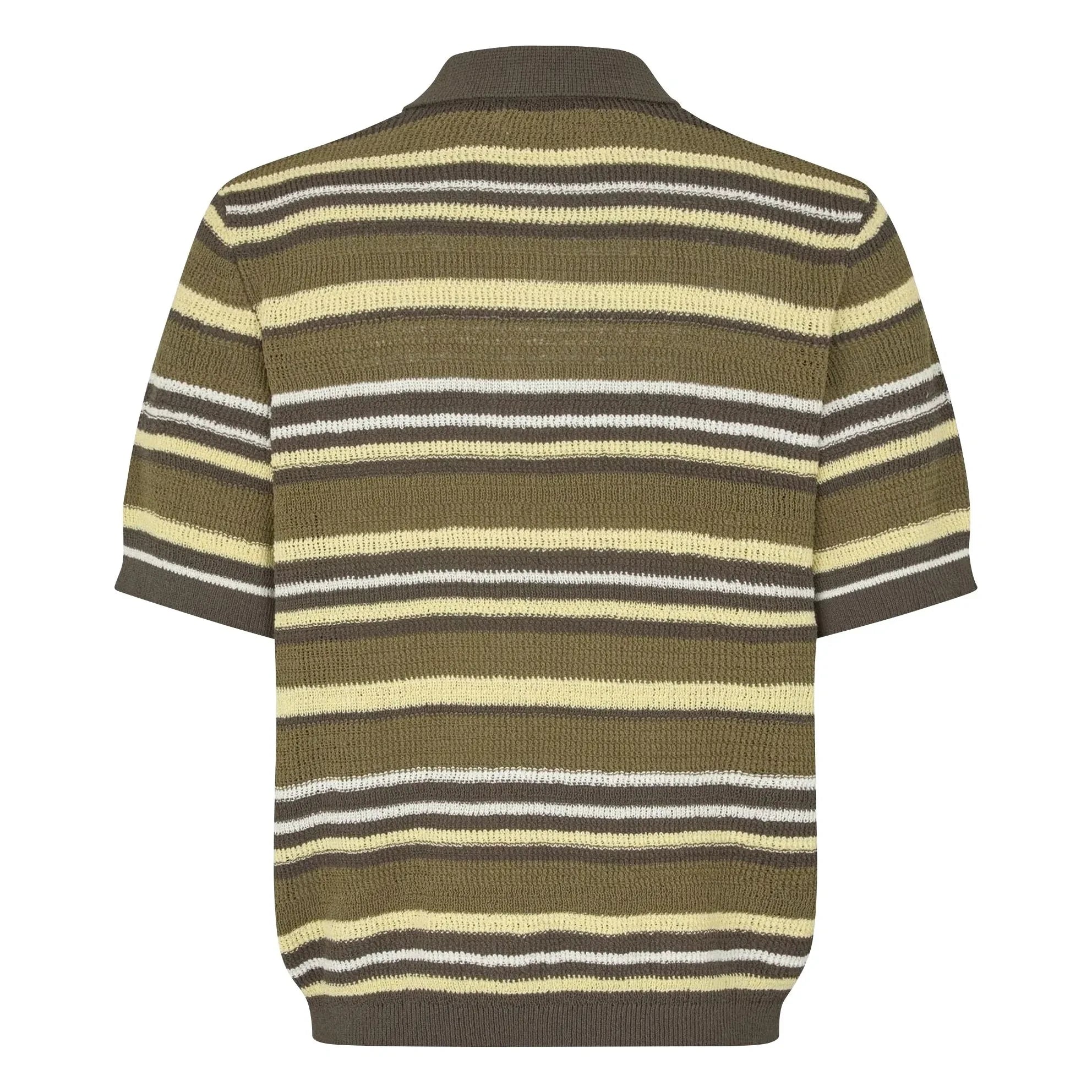 Samsoe Samsoe - Samarco Gestreiftes Strick-Poloshirt | Khaki