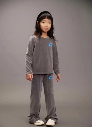 Mini Rodini - Clover Velvet T-Shirt | Gray
