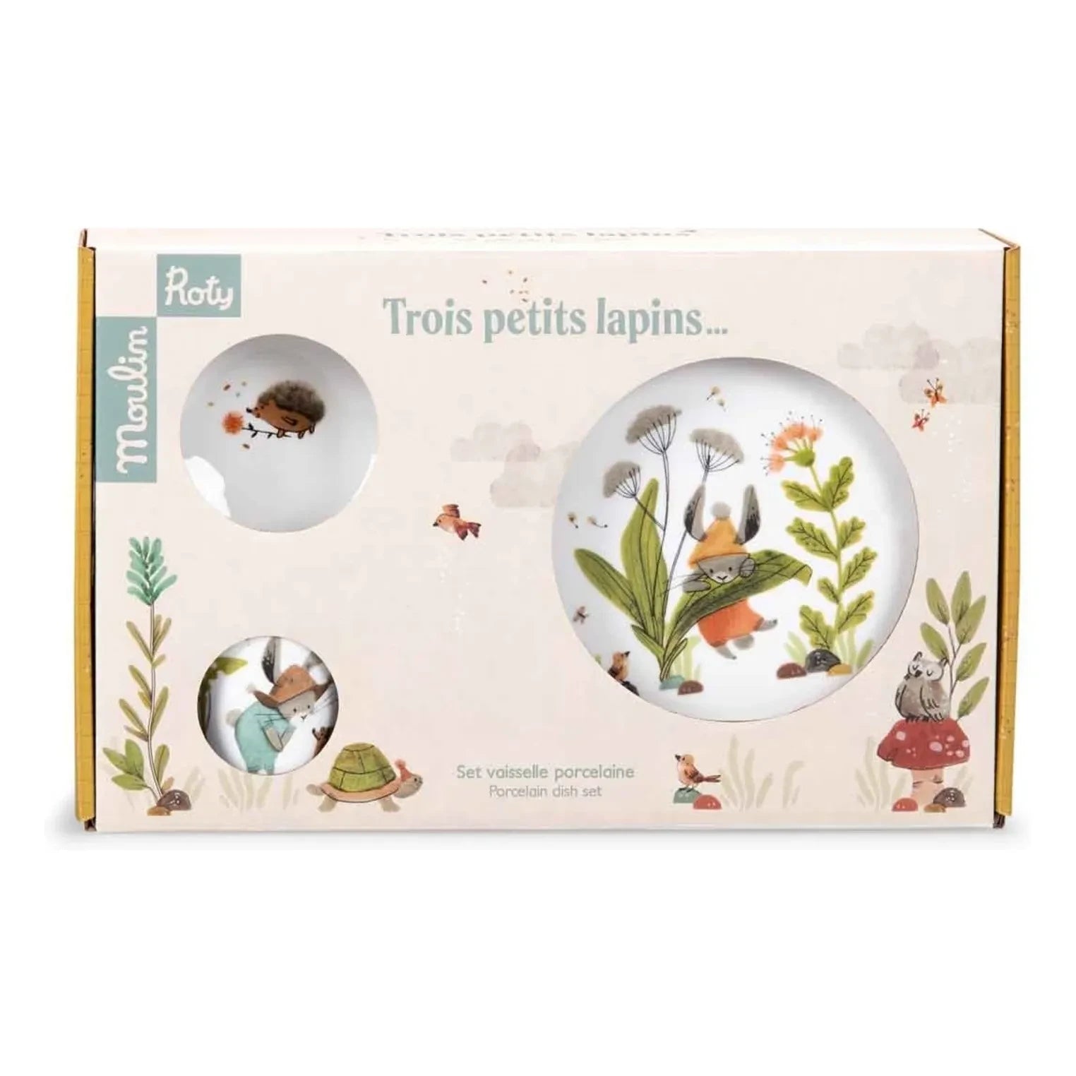 Moulin Roty - Trois petits lapins Porzellan-Geschirrset