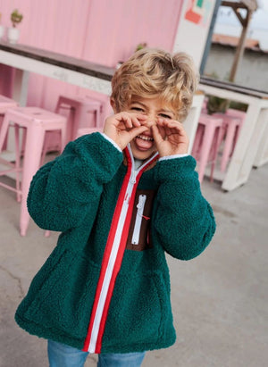 Hello Hossy - Giacca in pile con zip | Verde