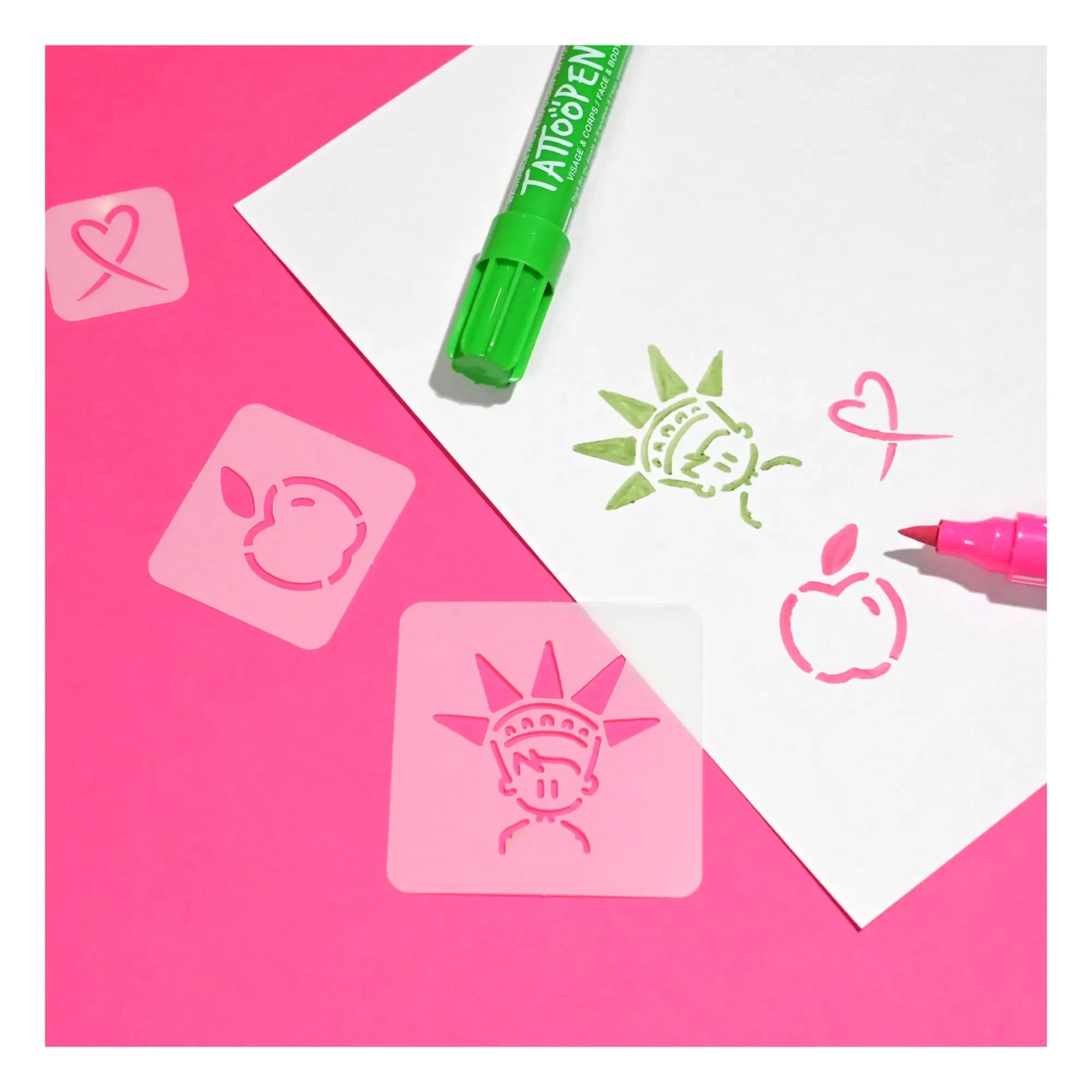 Nailmatic Kids - New York x JO LITTLE Tattoopen ve Yeniden Kullanılabilir Şablon Duo Seti