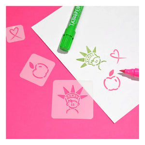 Nailmatic Kids - New York x JO LITTLE Tattoopen ve Yeniden Kullanılabilir Şablon Duo Seti