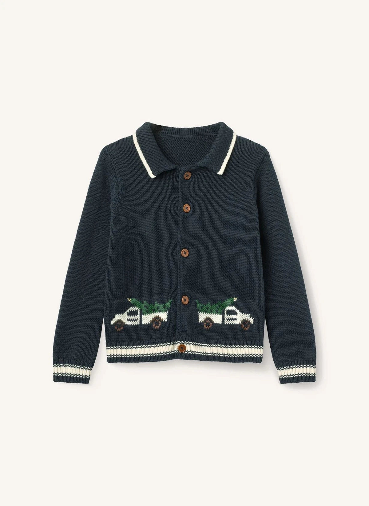 Copenhagen Colors - Organic Cotton Cars Cardigan | Navy
