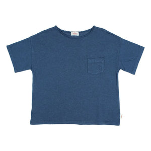 Búho - Leinen-Taschen-T-Shirt | Marineblau