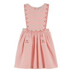 Emile et Ida - Organic Cotton Checkered Bib Dress | Pink