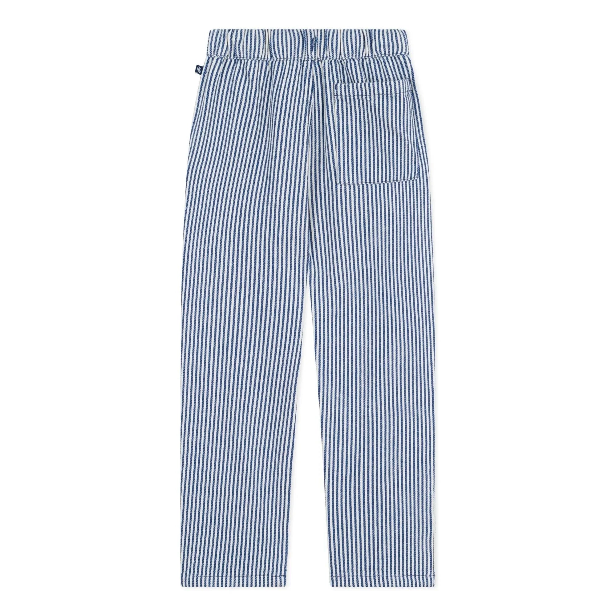 Petit Bateau - Organik Pamuk Çizgili Pantolon | Mavi