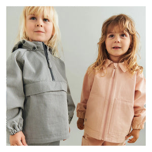 Weizen - Gestreifte Bio-Baumwolljacke Bofo | Pfirsich