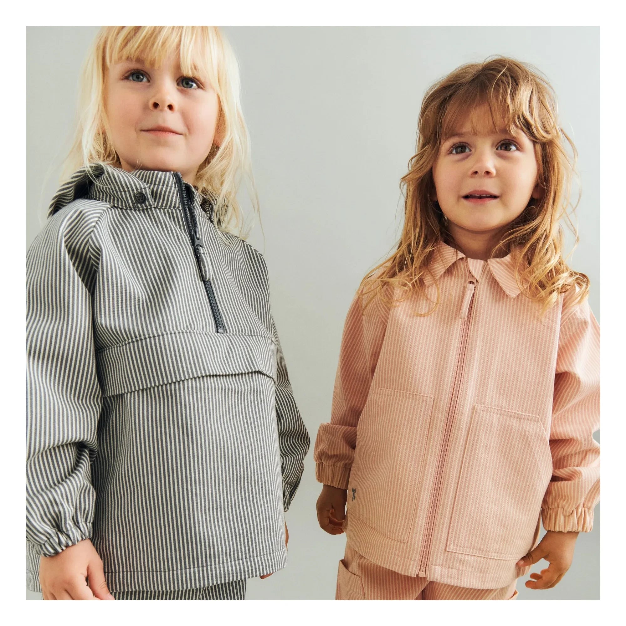 Weizen - Gestreifte Bio-Baumwolljacke Bofo | Pfirsich