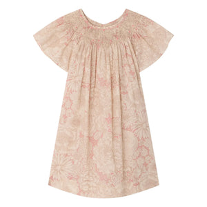 Bonpoint - Arlène Fleurie Bio-Baumwollkleid mit Raffungen | Blassrosa