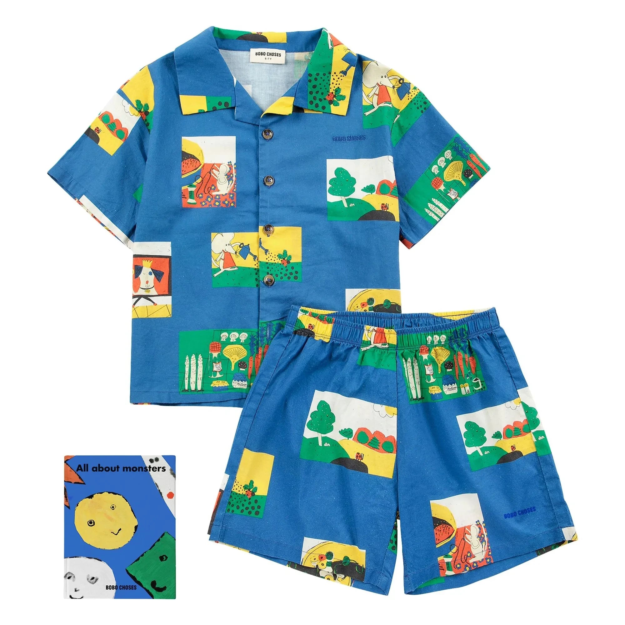 Bobo Choses - Pickles Bio-Baumwoll-Hemd und Shorts Set | Königsblau