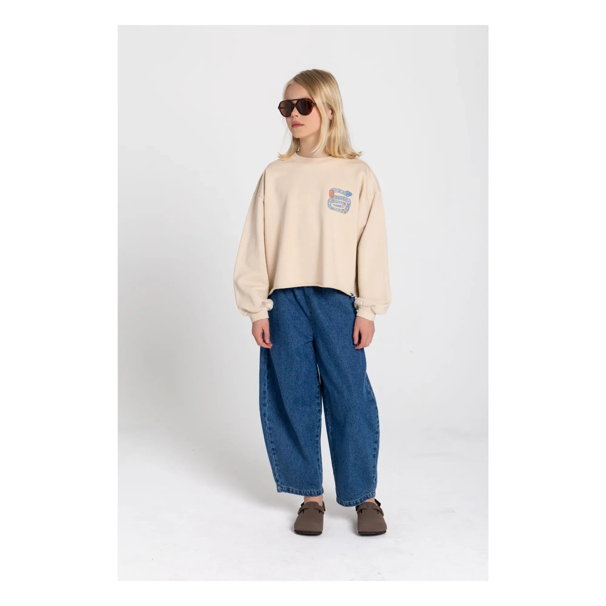 Hundred Pieces - Belmont Snake Sweat Organik Pamuk | Krem
