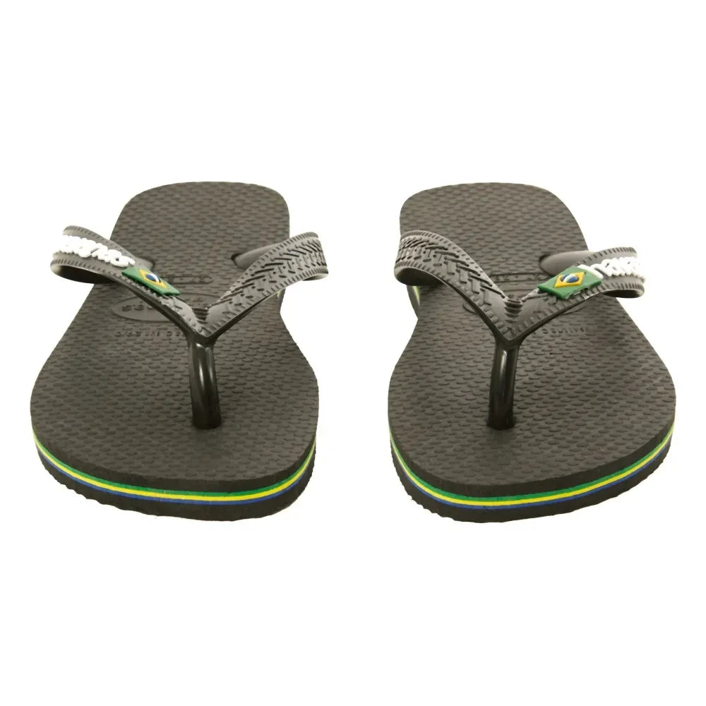 Havaianas - Logo Brasil Parmak Arası Terlik | Siyah