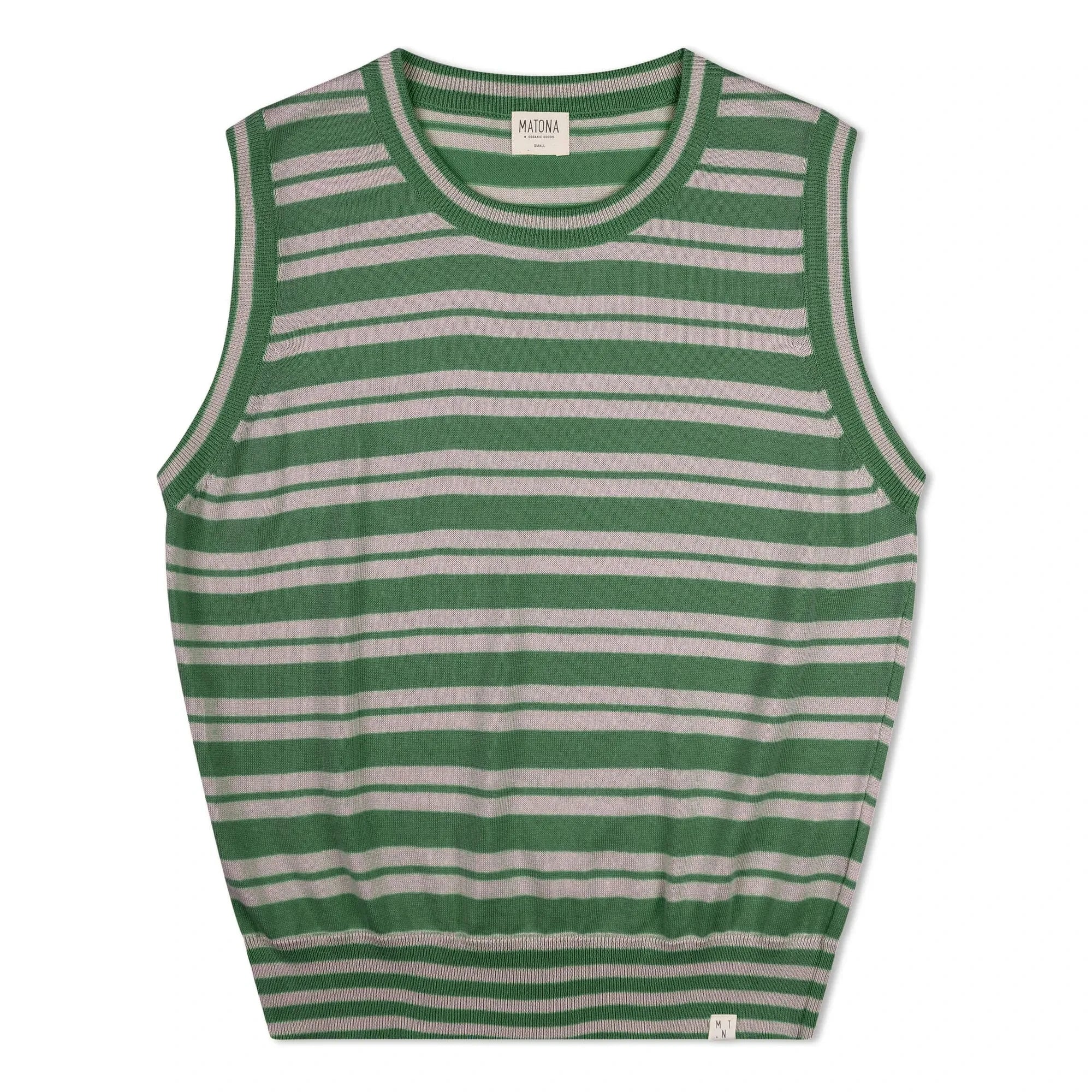Matona - Organic cotton striped fine knit tank top | Green