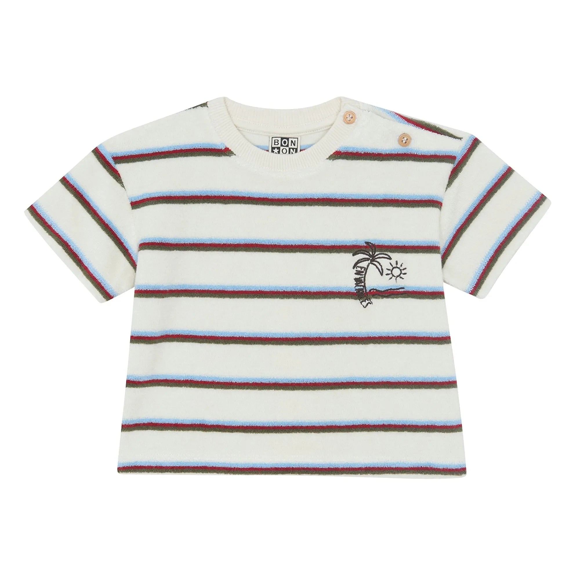 Bonton - Livo Viva Gestreiftes Frottee-T-Shirt | Weiß