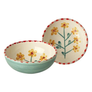 Rice - Çiçekli Seramik Kase | Yeşil su