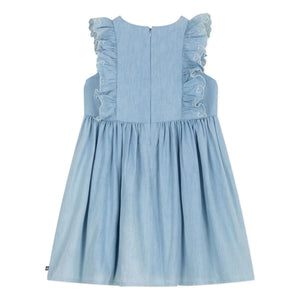 Petit Bateau - Mavi Chambray Fırfırlı Elbise