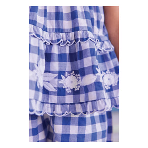 Tartine et Chocolat - Besticktes Oberteil und karierte Shorts | Königsblau