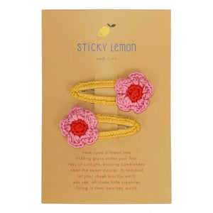 Sticky Lemon - 2 Çiçek Klipsi Seti | Soluk Pembe