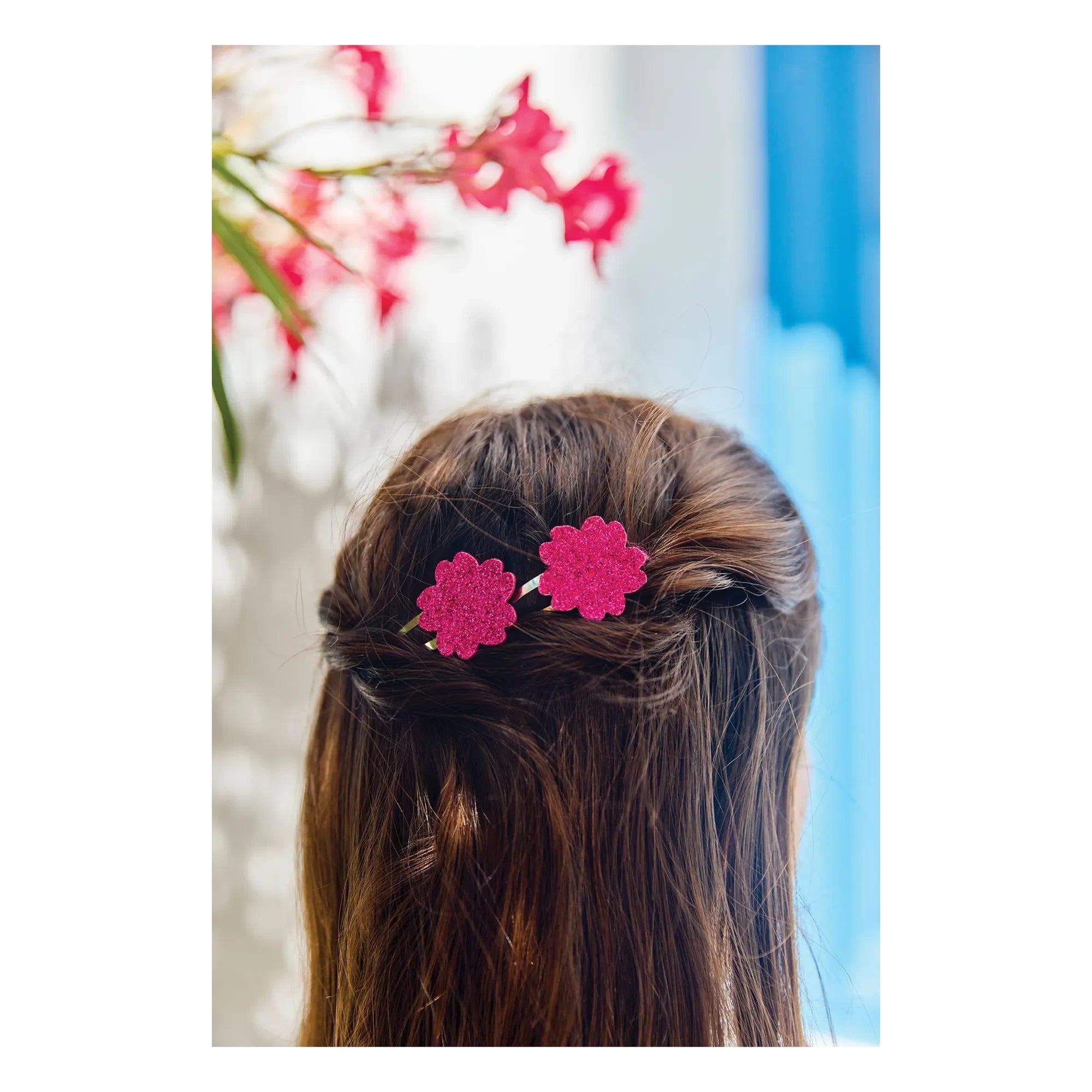 Tartine et Chocolat - 2-piece Hibiscus Glitter Hair Clip Set | Pink