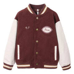 Rylee + Cru - Kadife Varsity Bomber Ceket | Bordo