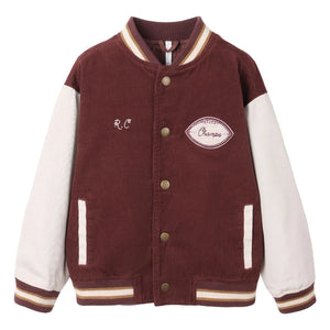 Rylee + Cru - Kadife Varsity Bomber Ceket | Bordo