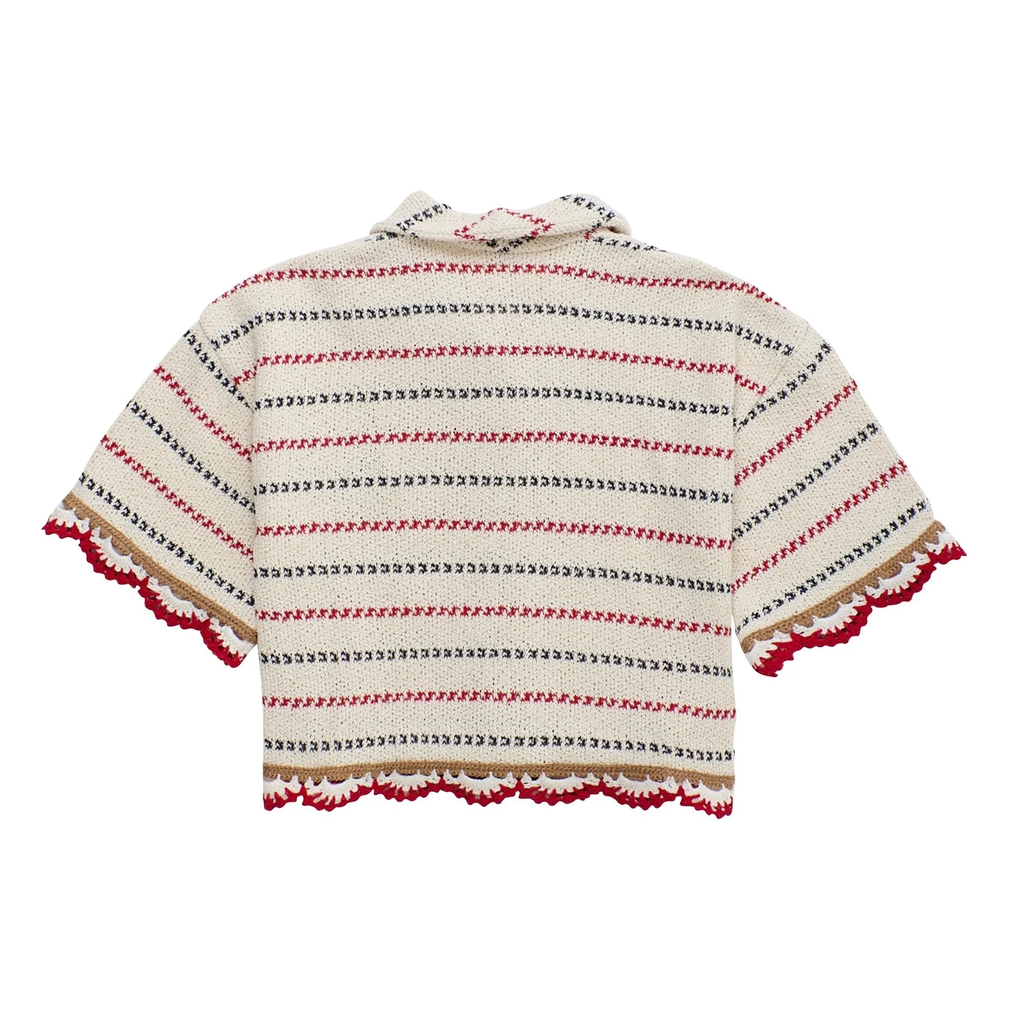 Maison Mangostan – Gestreiftes Mesh-Hemd | Ecru