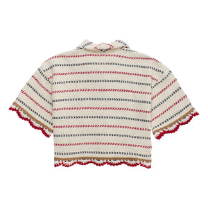 Maison Mangostan – Gestreiftes Mesh-Hemd | Ecru