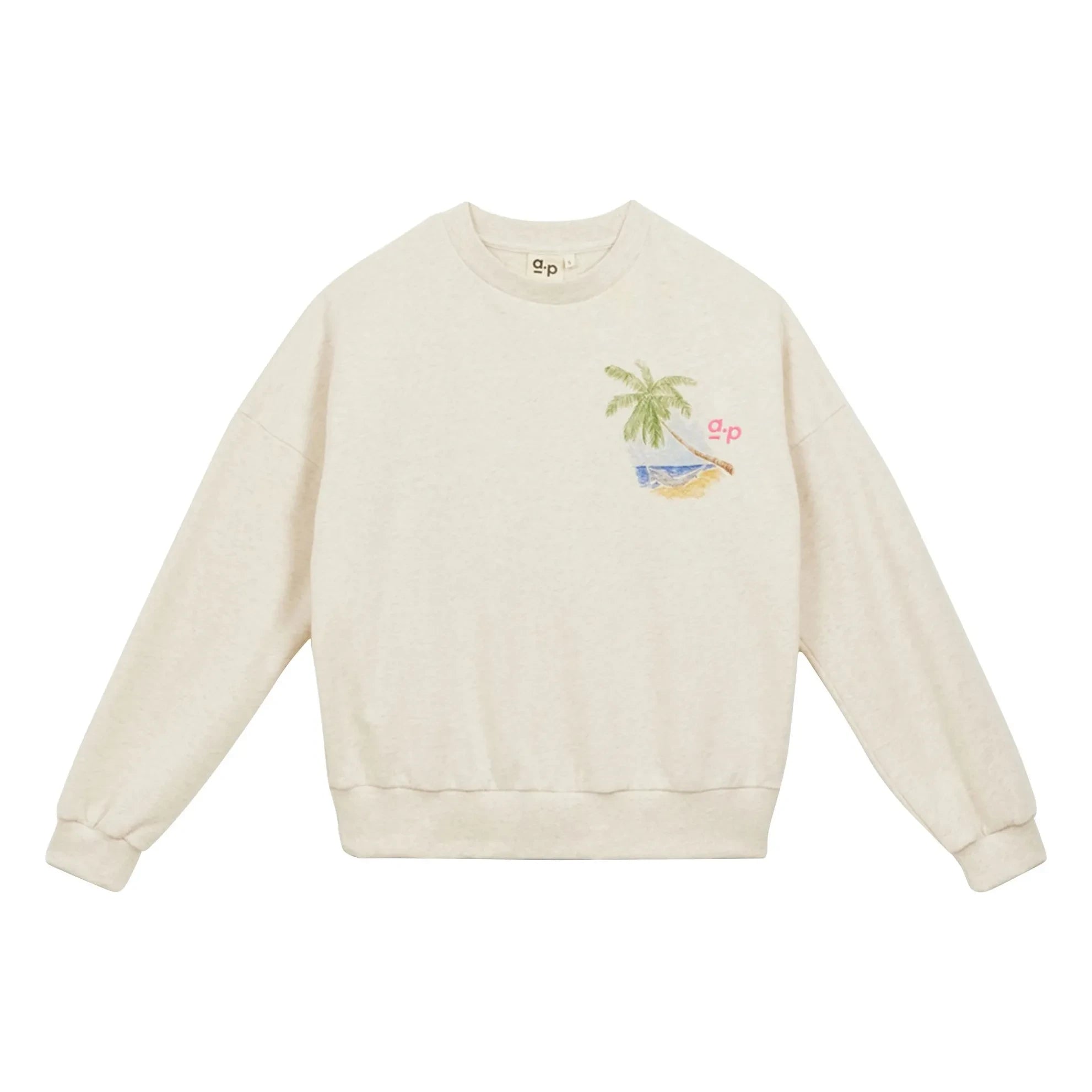 a.p - Sweatshirt aus Bio-Baumwolle mit Palme | Sand