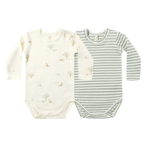 Quincy Mae - 2er Pack Bio-Baumwoll-Body-Set Fuchs | Elfenbein
