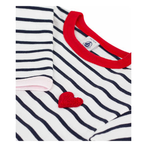 Petit Bateau - Gestreiftes Herz-T-Shirt | Weiß