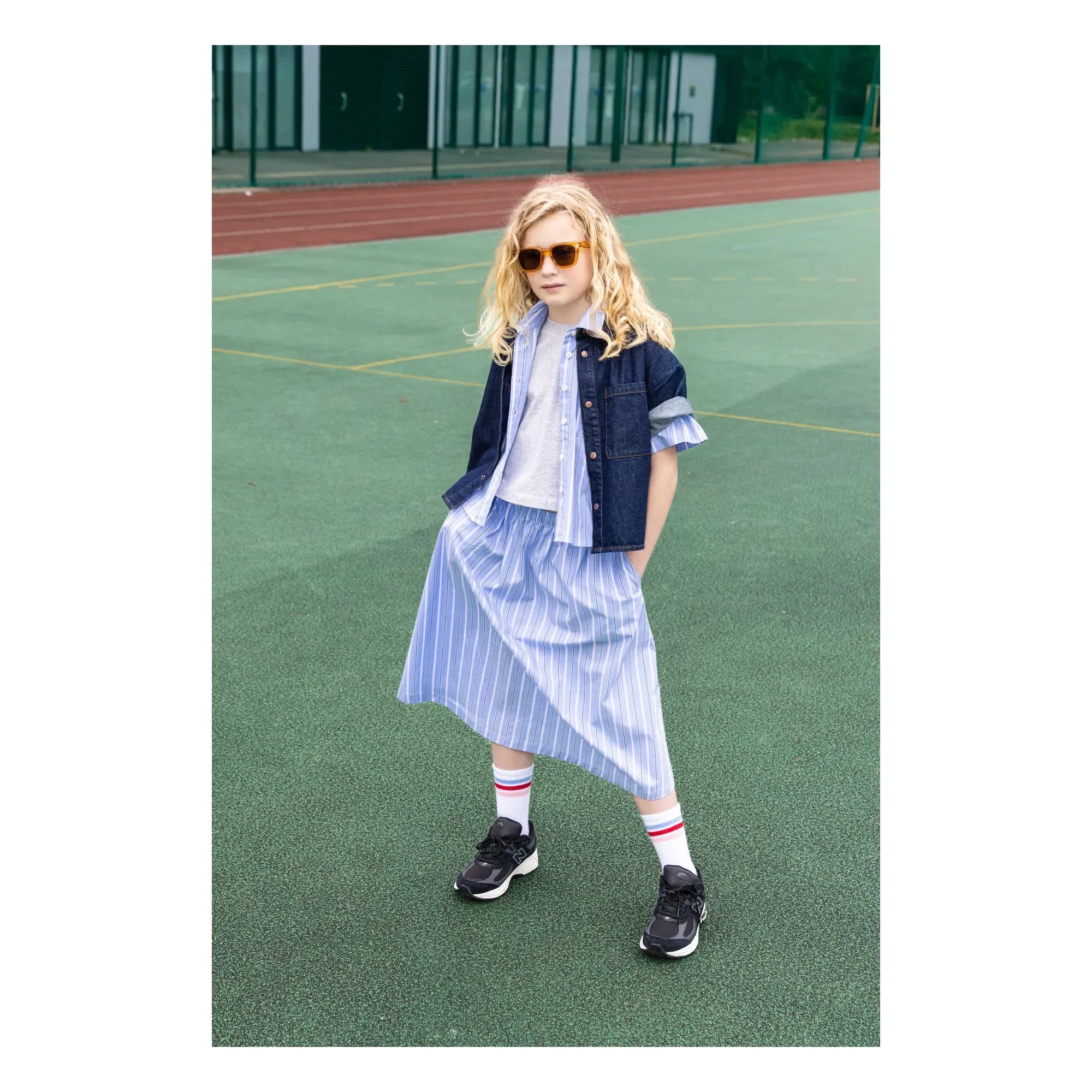 Finger in the nose - Striped Lina Skirt | Steel