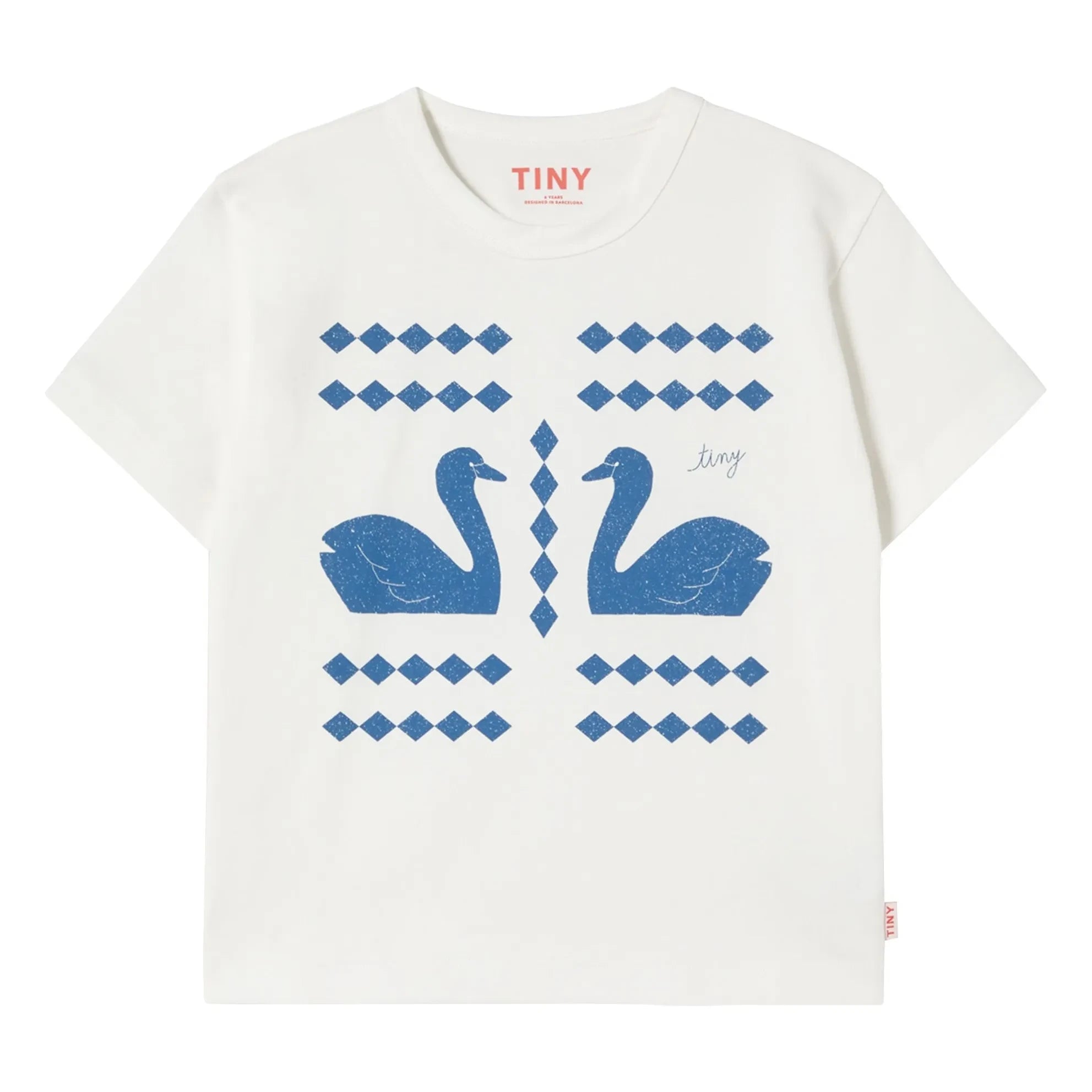 Tinycottons - T-shirt Swans Losanges Organik pamuk | Beyaz