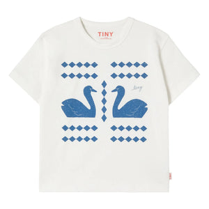 Tinycottons - T-shirt Swans Losanges Organik pamuk | Beyaz