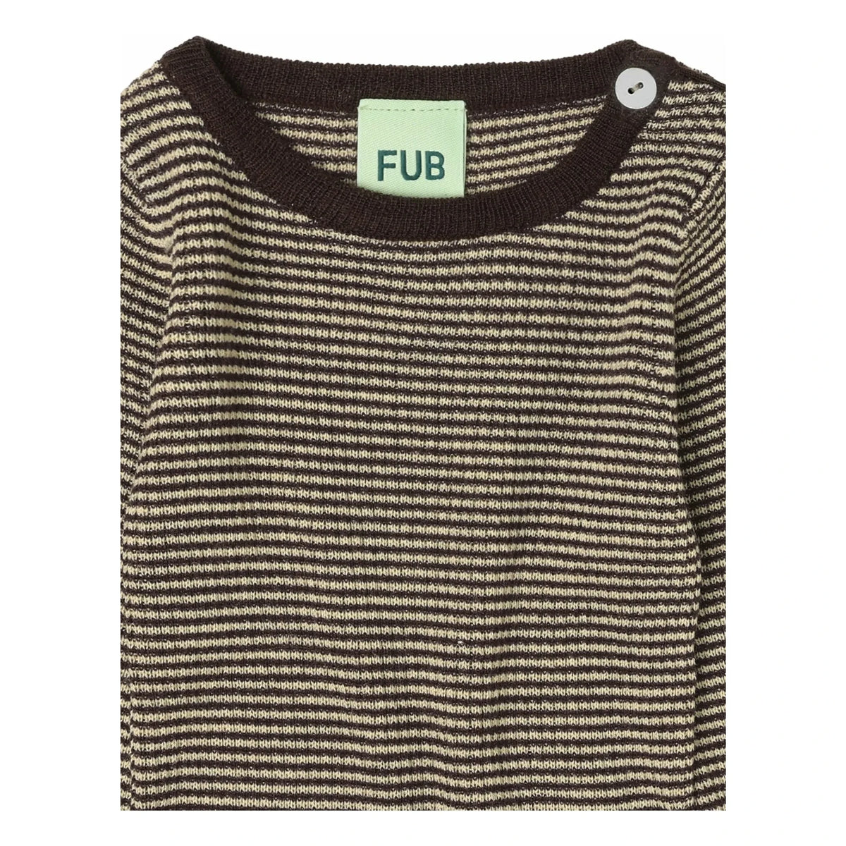 FUB - Merino Wool Striped Fine Knit Sweater | Brown