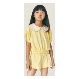 Mipounet - Carina Claudine Yaka Bio-Baumwoll-Handtuch-T-Shirt | Blassgelb