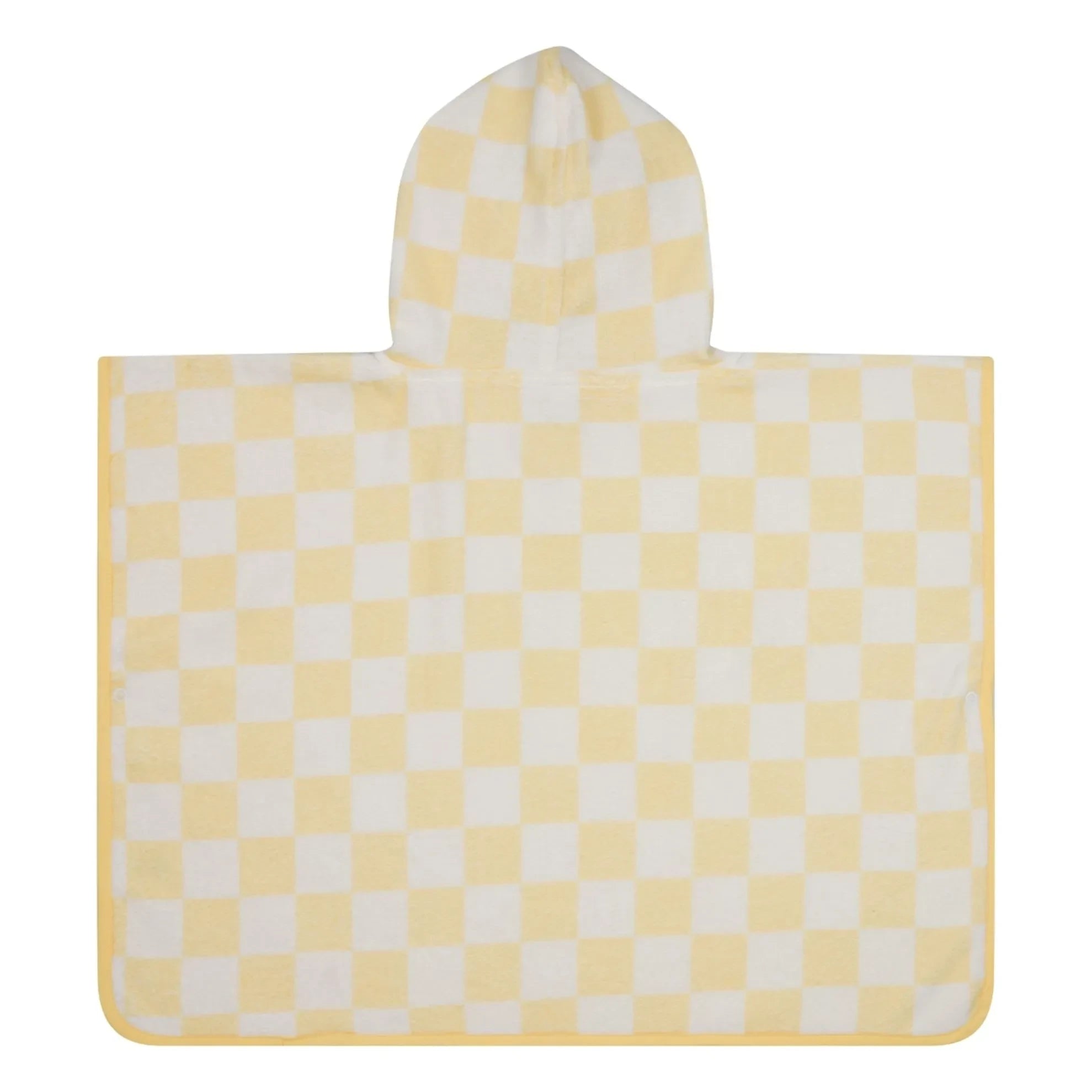 Jera Mini - Kariertes Handtuch-Poncho | Blassgelb