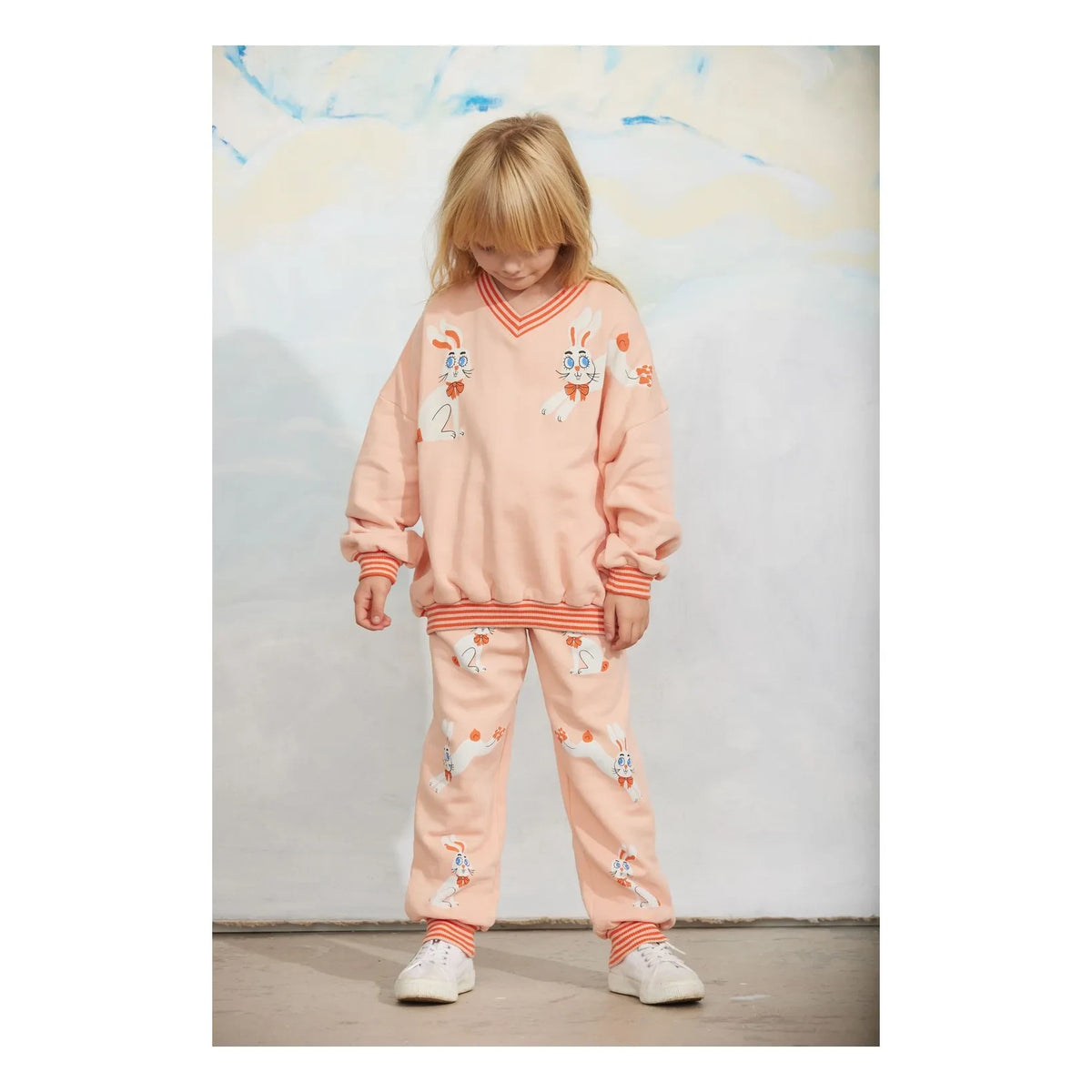 Mini Rodini - Rabbit Print Organic Cotton Jogger | Pink