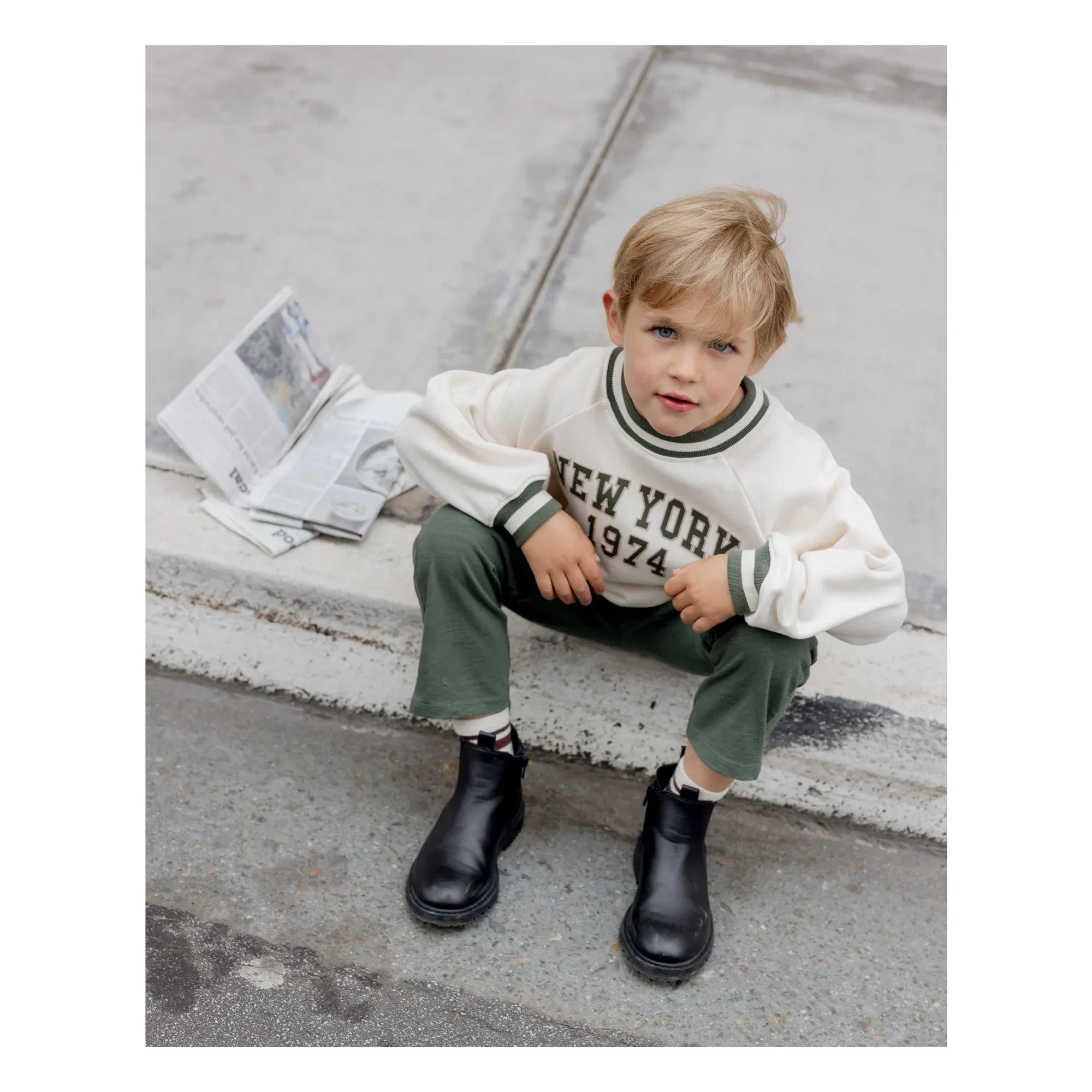 Rylee + Cru - Raglan Sweat New York Mini | Ecru