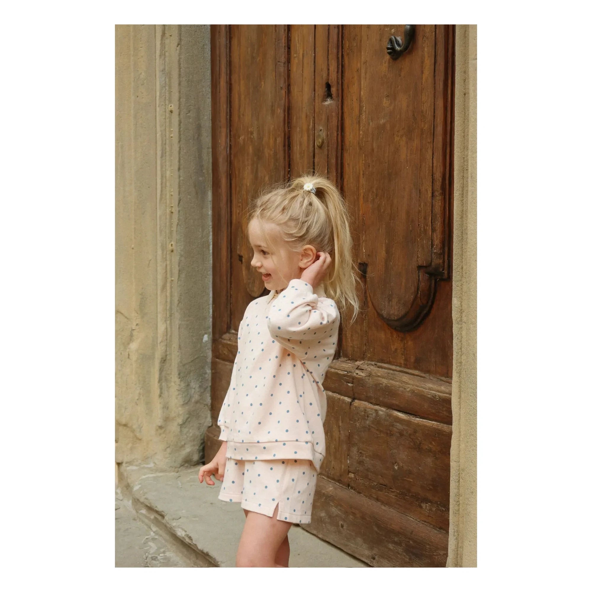 Konges Sløjd - Short Sweatshirt with Polka Dots Organic Cotton | Light Pink