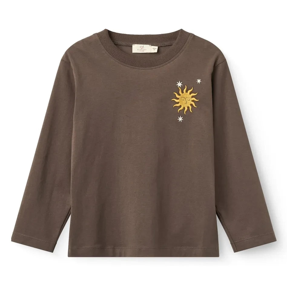 Copenhagen Colors - Bio-Baumwoll-T-Shirt "Sun" mit Stickerei | Dunkelbraun