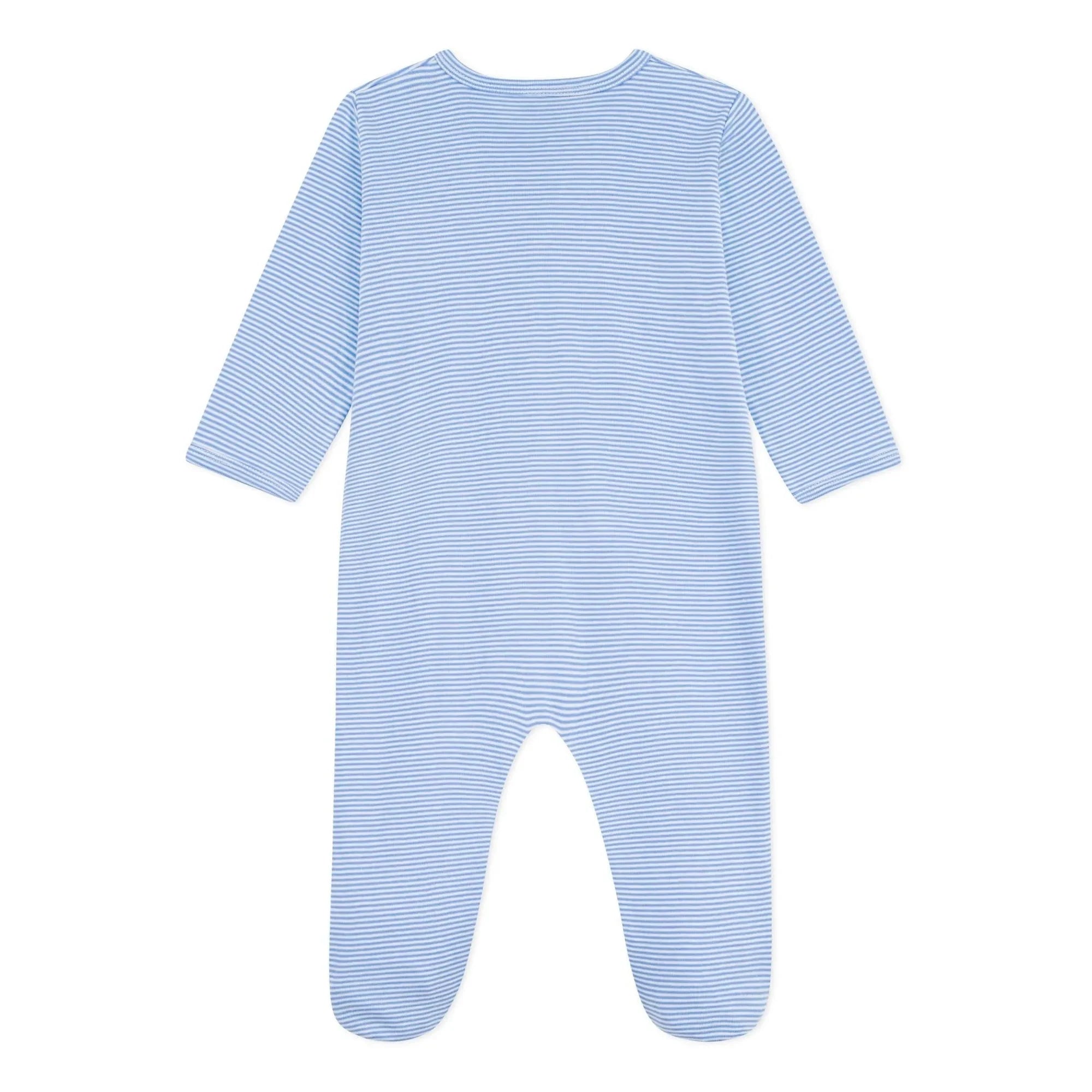 Petit Bateau - Organik Pamuklu Çizgili Pijama | Mavi