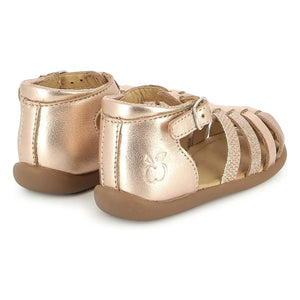 Pom d'Api - Sandale mit Metallic-Absatz und Schnallendetail | Roségold