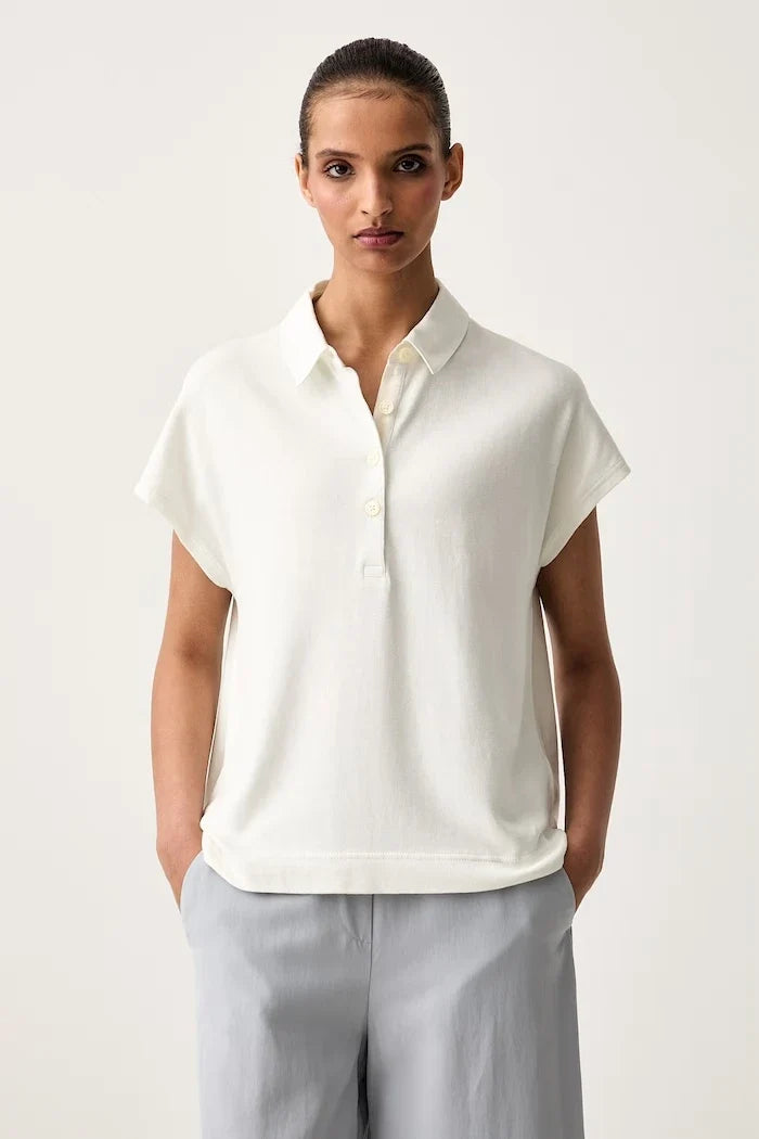 Marc O'Polo pamuklu yakalı kadın tişörtü