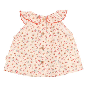 Búho - Geblümte Seersucker Babybluse | Peach