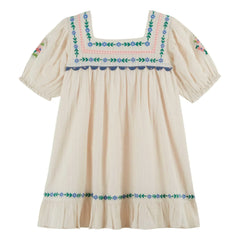 Emile et Ida - Embroidered Ruffled Dress | Cream