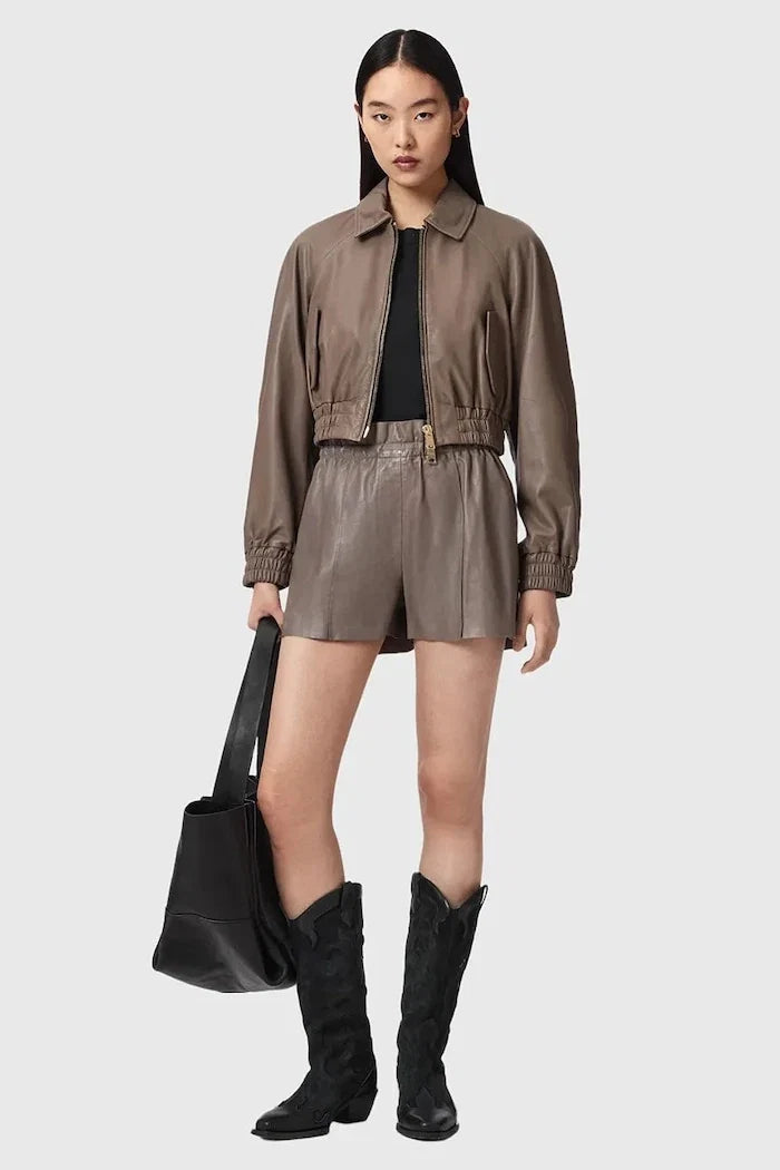 AllSaints Kadın Deri Şort FRAN