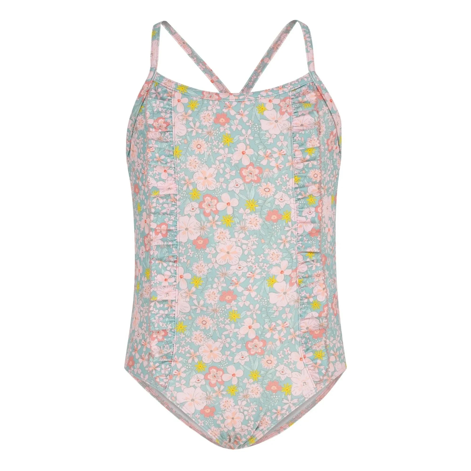 Petit Bateau - Floral Ruffle Swimsuit | Turquoise