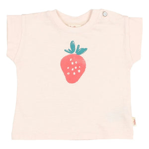 Búho - Strawberry Organic Cotton Baby T-Shirt | Pale Pink